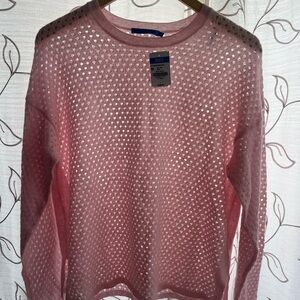J. McLaughlin Pink/Blue/White Crew Neck Sweater Lightweight Knit